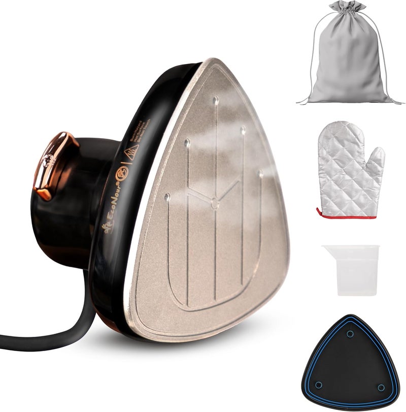 EcoNour 2-in-1 Mini Travel Iron & Steamer with temperature control, light indicator, and non-stick soleplate. Compact, portable, and ideal for travel, crafting, quilting, sewing, and handcraft project - Image 1